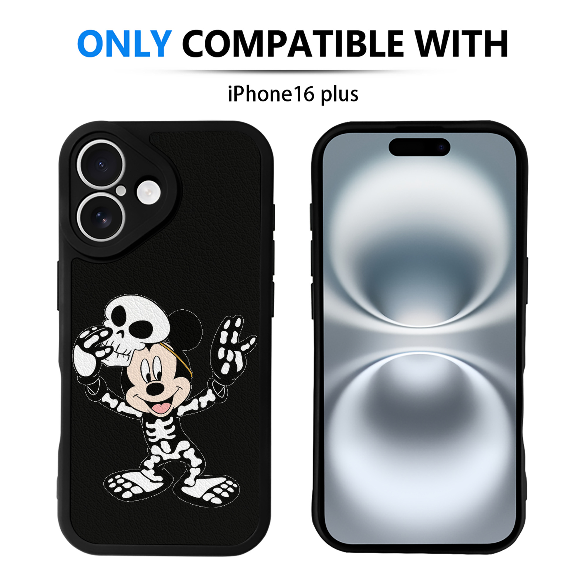 （画像用） ミッキーマウス Mickey Mouse 【iPhone 16シリーズ対応】シリコンスマホケース（レザー調） 材質：シリコン